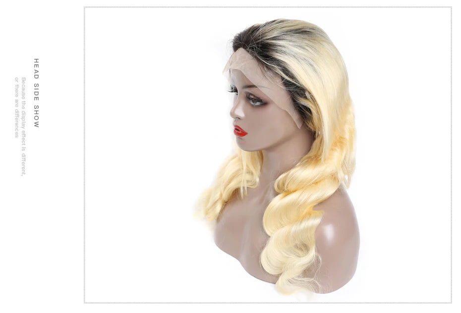 Ombre Dark Root Brazilian Lace Front Body Wave Wig For Women
