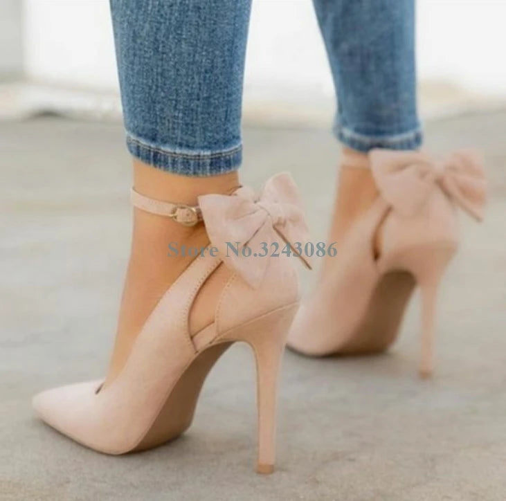 Sky Blue Butterfly Knot High Heel Dress Shoes for Women