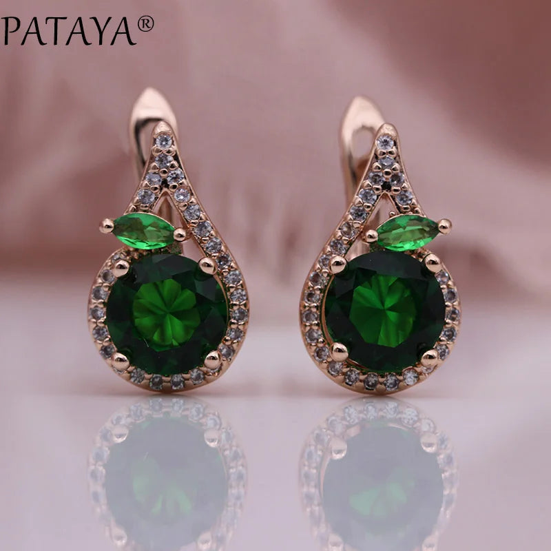 Green Horse Eye Zirconia Drop Earrings