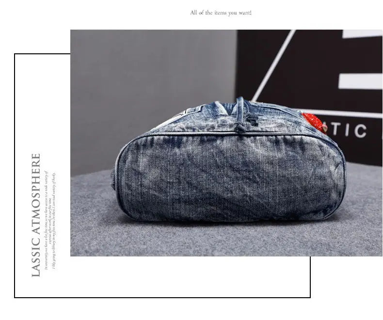 Large Denim Anti Theft Casual Travel Backpack for Women