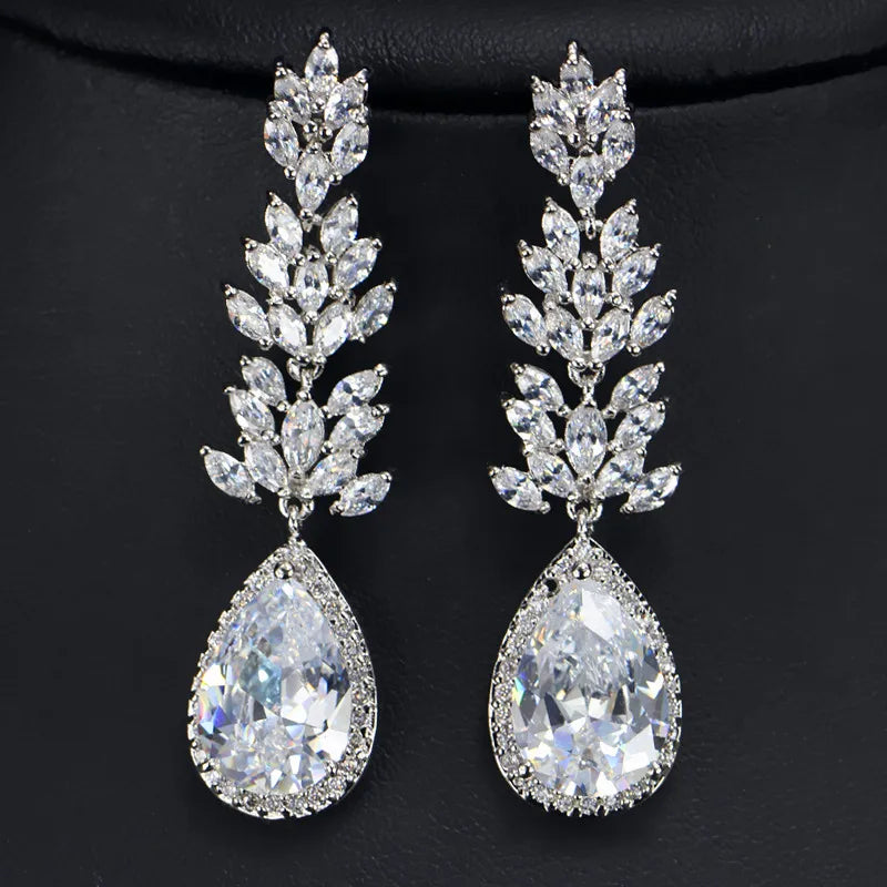 Long Black Crystal Drop Earrings