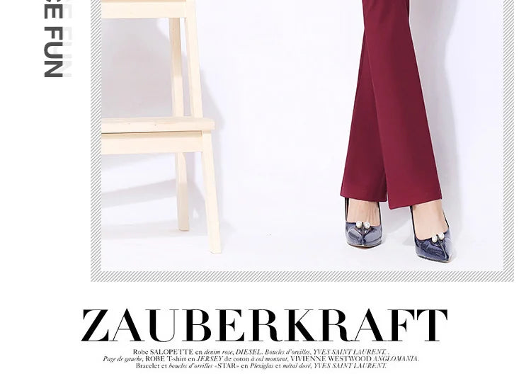 Vintage Office skinny Women Pants Trousers Zipper High Waist Pocket Flare pants formal OL Office Career Capris Work Wear Black
