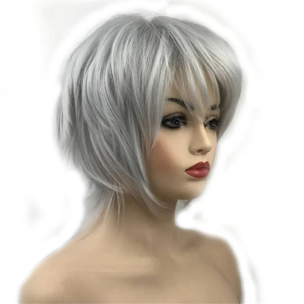 Straight Blue And Red Synthetic Cosplay Wig For Women