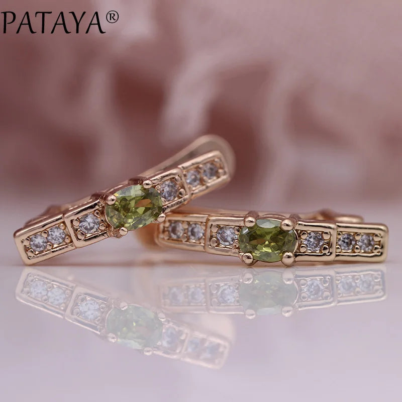 Green Zircon Rose Gold Drop Earrings