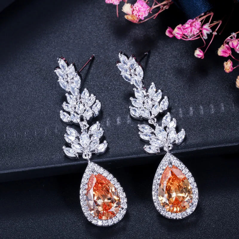 Long Black Crystal Drop Earrings