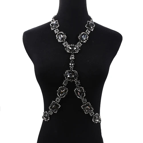 Long Crystal Rhinestone Body Chain Necklace for Women