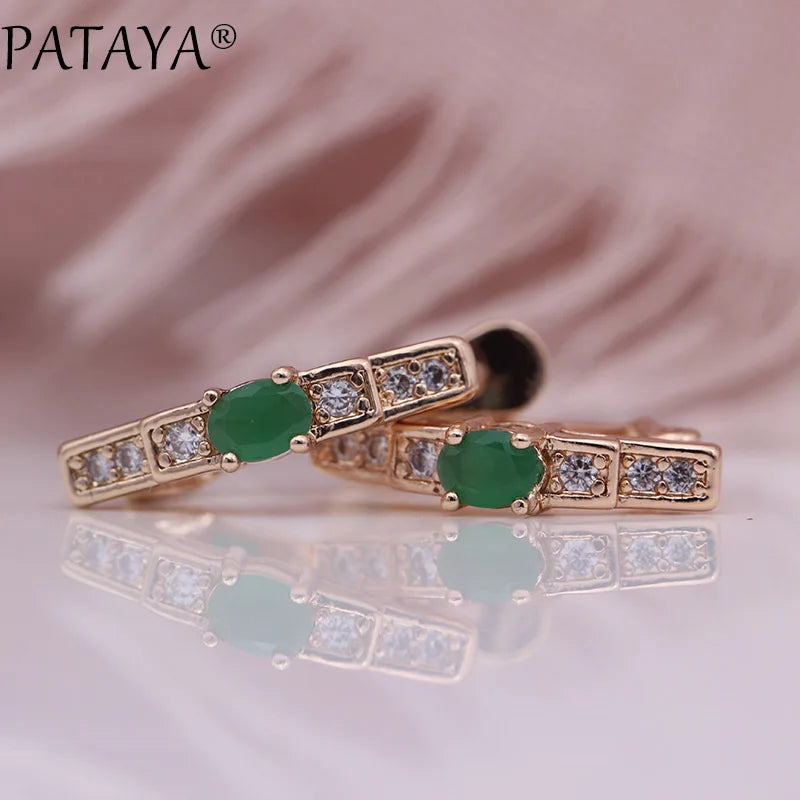 Green Zircon Rose Gold Drop Earrings