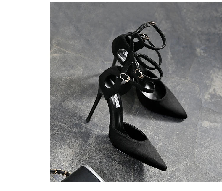 Pointed Toe High Heel Slingback Pumps With Buckle For Women