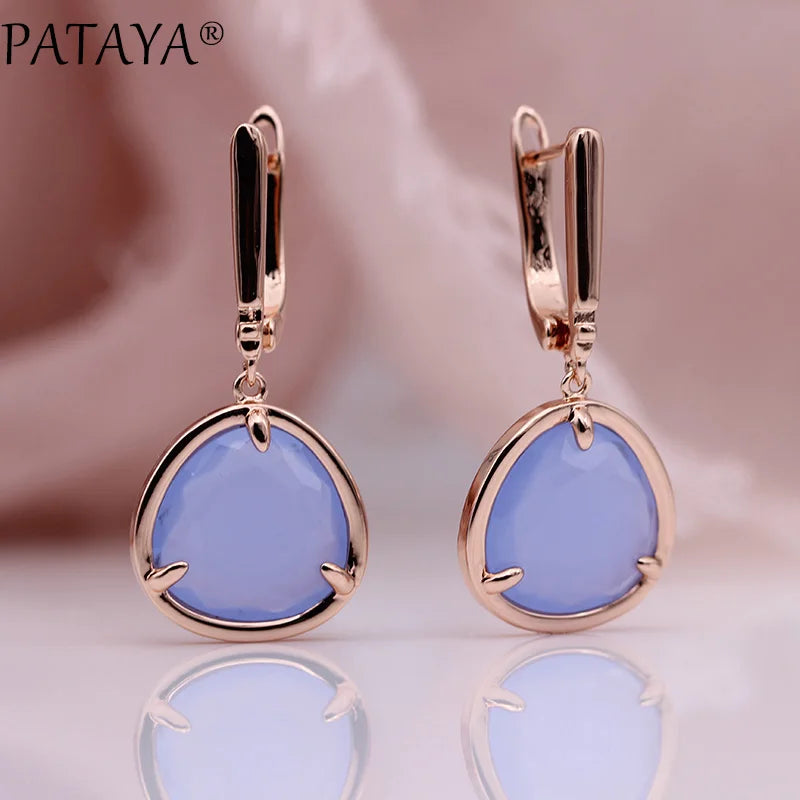 Green Triangle Zirconia Drop Earrings
