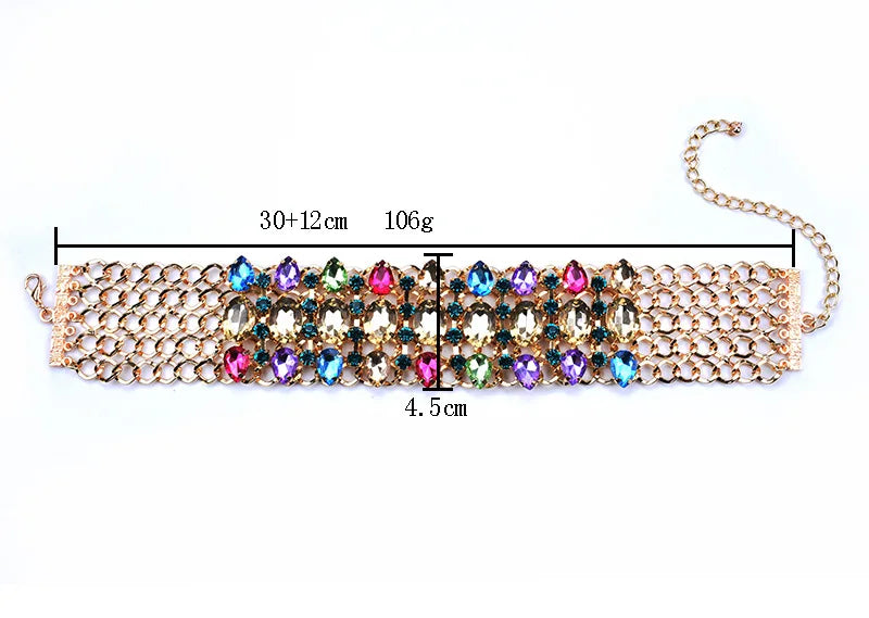 Colorful Crystal Rhinestone Statement Collar Necklace for Women