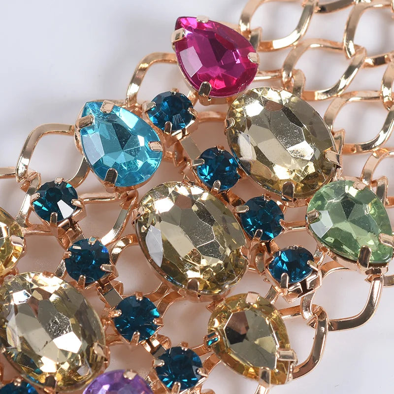Colorful Crystal Rhinestone Statement Collar Necklace for Women