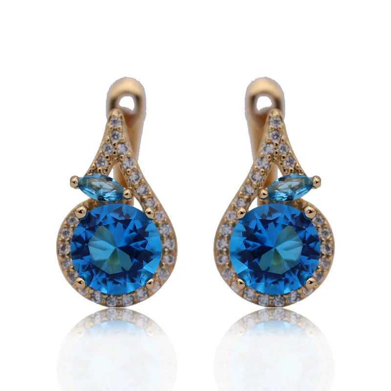 Green Horse Eye Zirconia Drop Earrings
