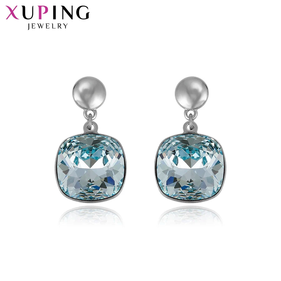 Square Crystal Drop Earrings for Women