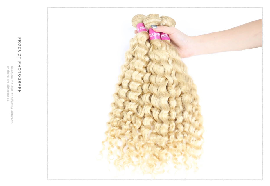 Platinum Blonde Deep Wave Brazilian Hair Bundle For Women