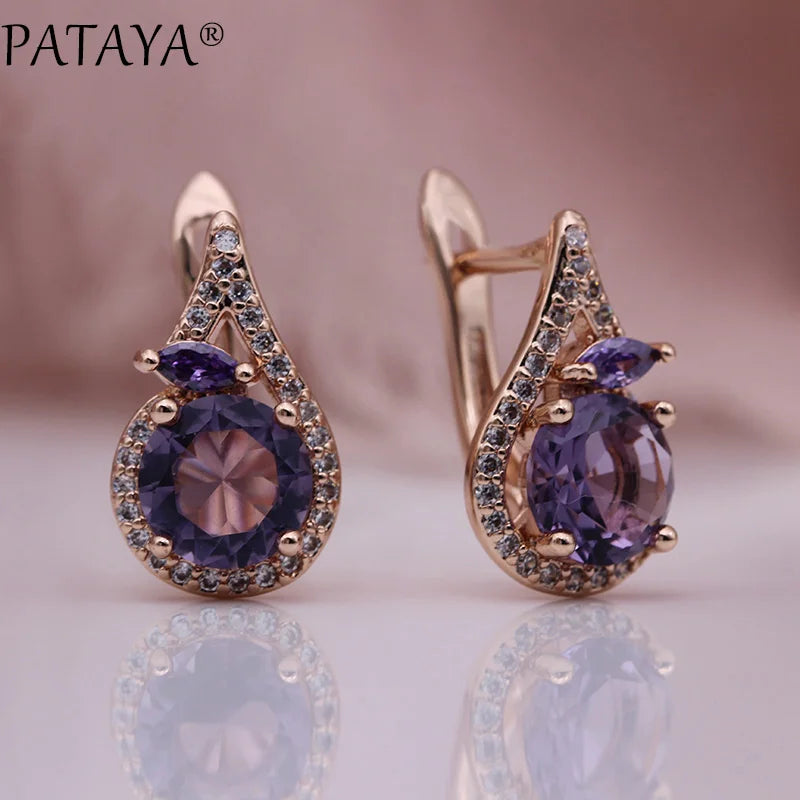 Green Horse Eye Zirconia Drop Earrings