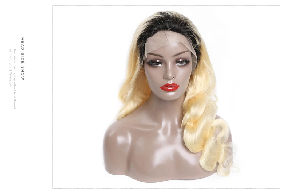 Ombre Dark Root Brazilian Lace Front Body Wave Wig For Women