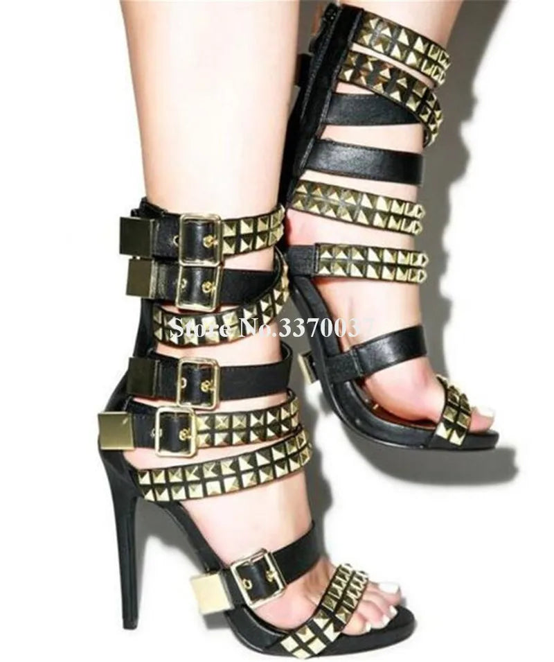 Open Toe Thin Heel Gladiator Sandals