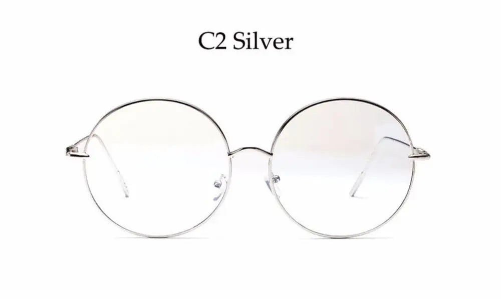 Stylish Oversized Round Metal Eyeglass Frames for Women