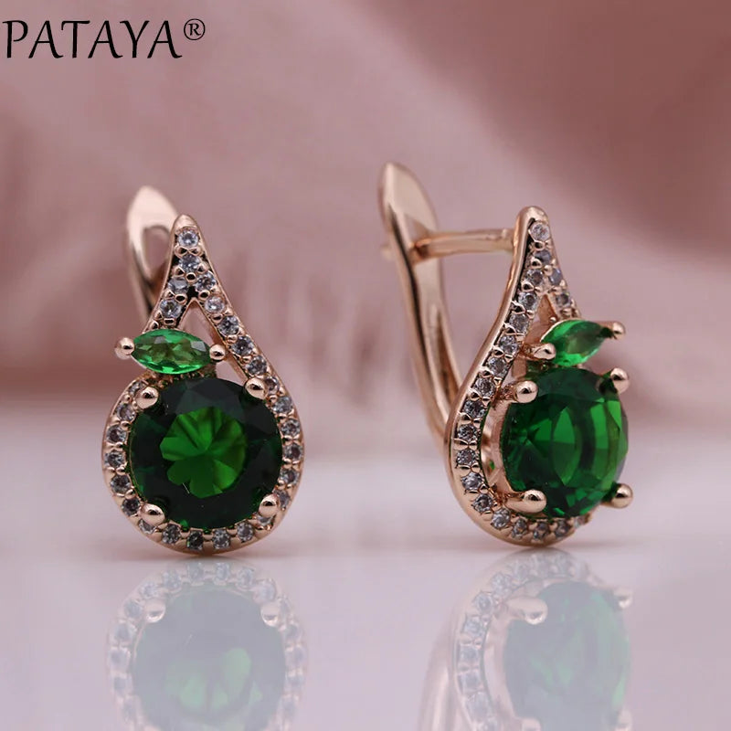 Green Horse Eye Zirconia Drop Earrings