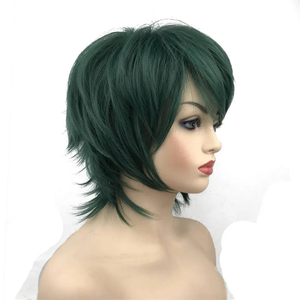 Straight Blue And Red Synthetic Cosplay Wig For Women