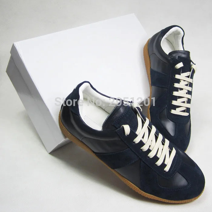 Elegant High Quality Red Leather Lace Up Low Top Running Shoes For Men