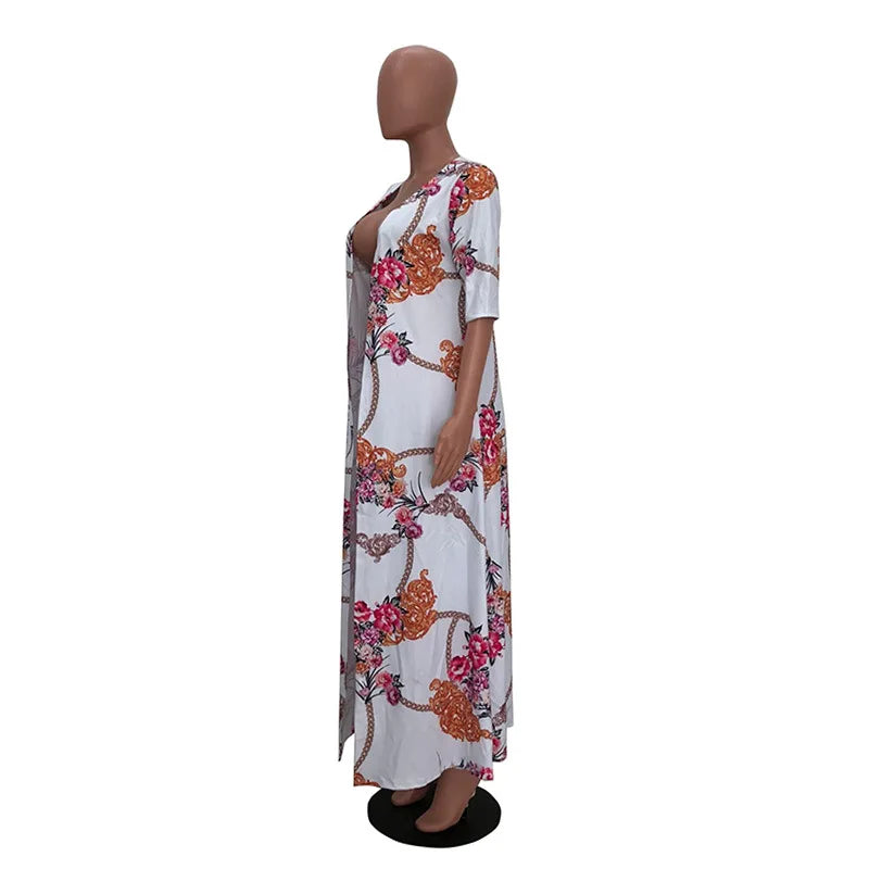 Long Cardigan and Bodycon Pants Two Piece Set for Women