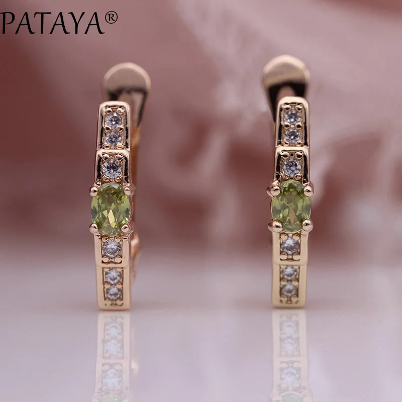 Green Zircon Rose Gold Drop Earrings