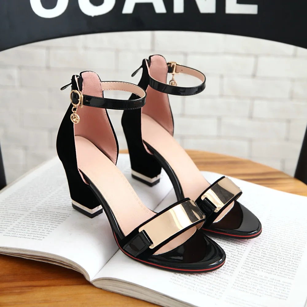 Chic Ankle Strap Block Heel Sandals