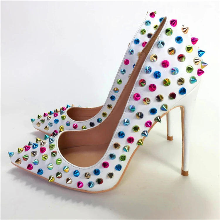Elegant Studded Pointed Toe Rivet High Heel Pumps For Women