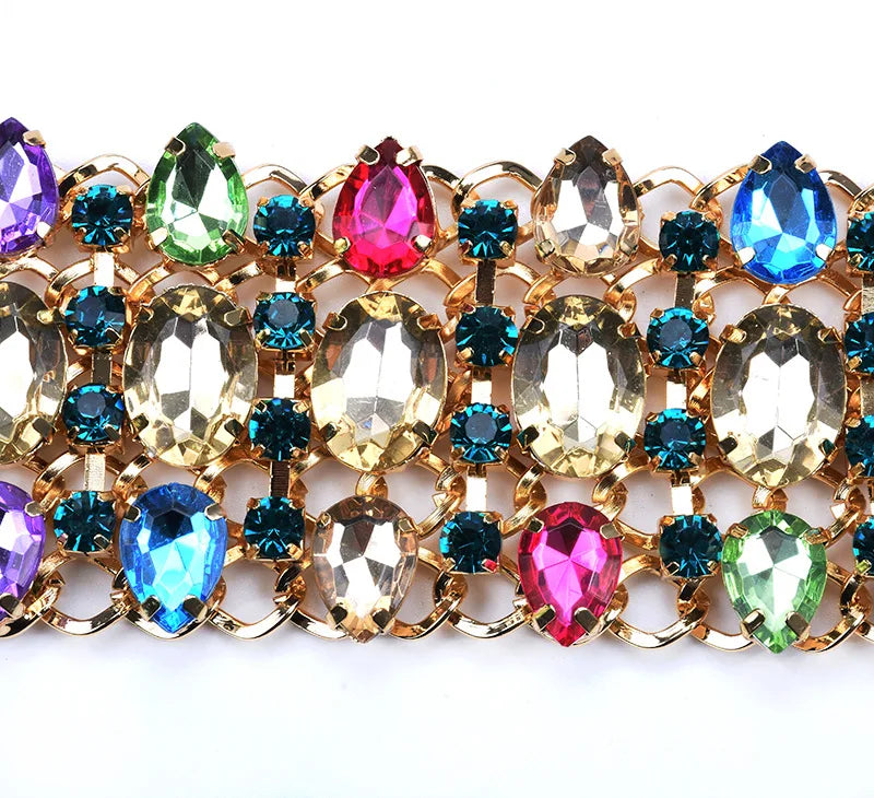 Colorful Crystal Rhinestone Statement Collar Necklace for Women