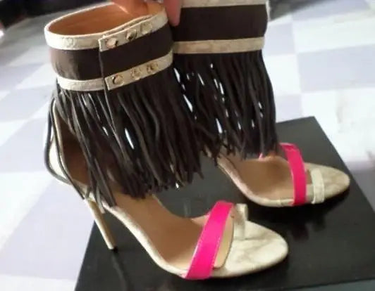 Elegant High Heel Fringe Gladiator Sandals for Women