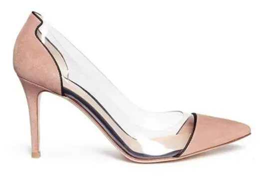 Leopard Print Pointed Toe Thin Heel Transparent Office Pumps For Women