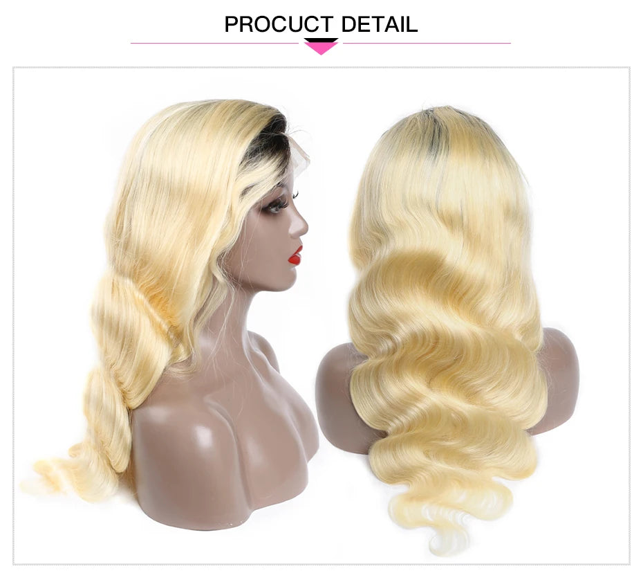 Ombre Dark Root Brazilian Lace Front Body Wave Wig For Women
