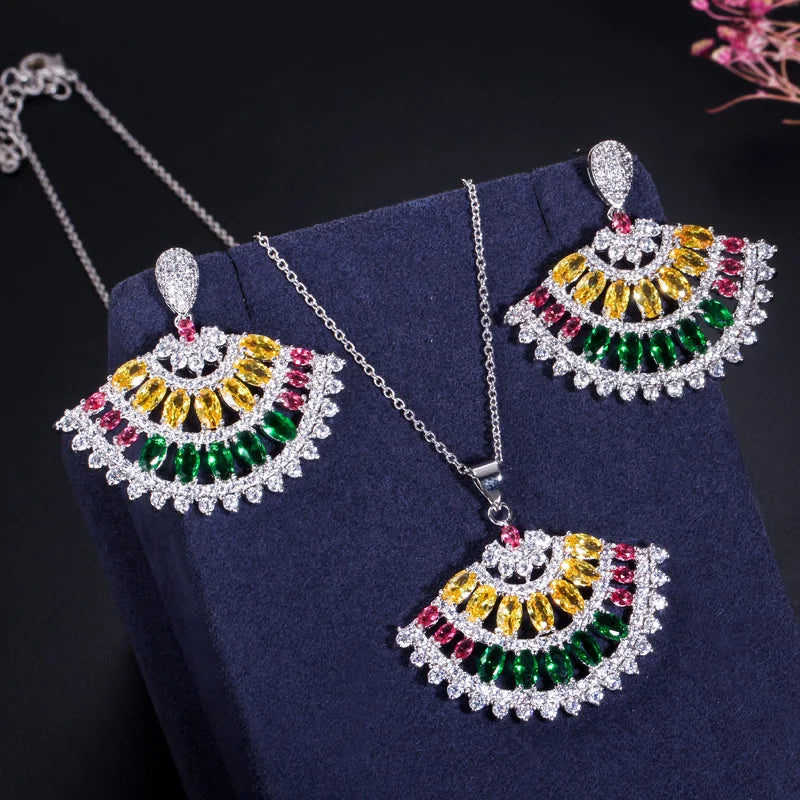 Fan Shaped Multicolor Jewelry Set