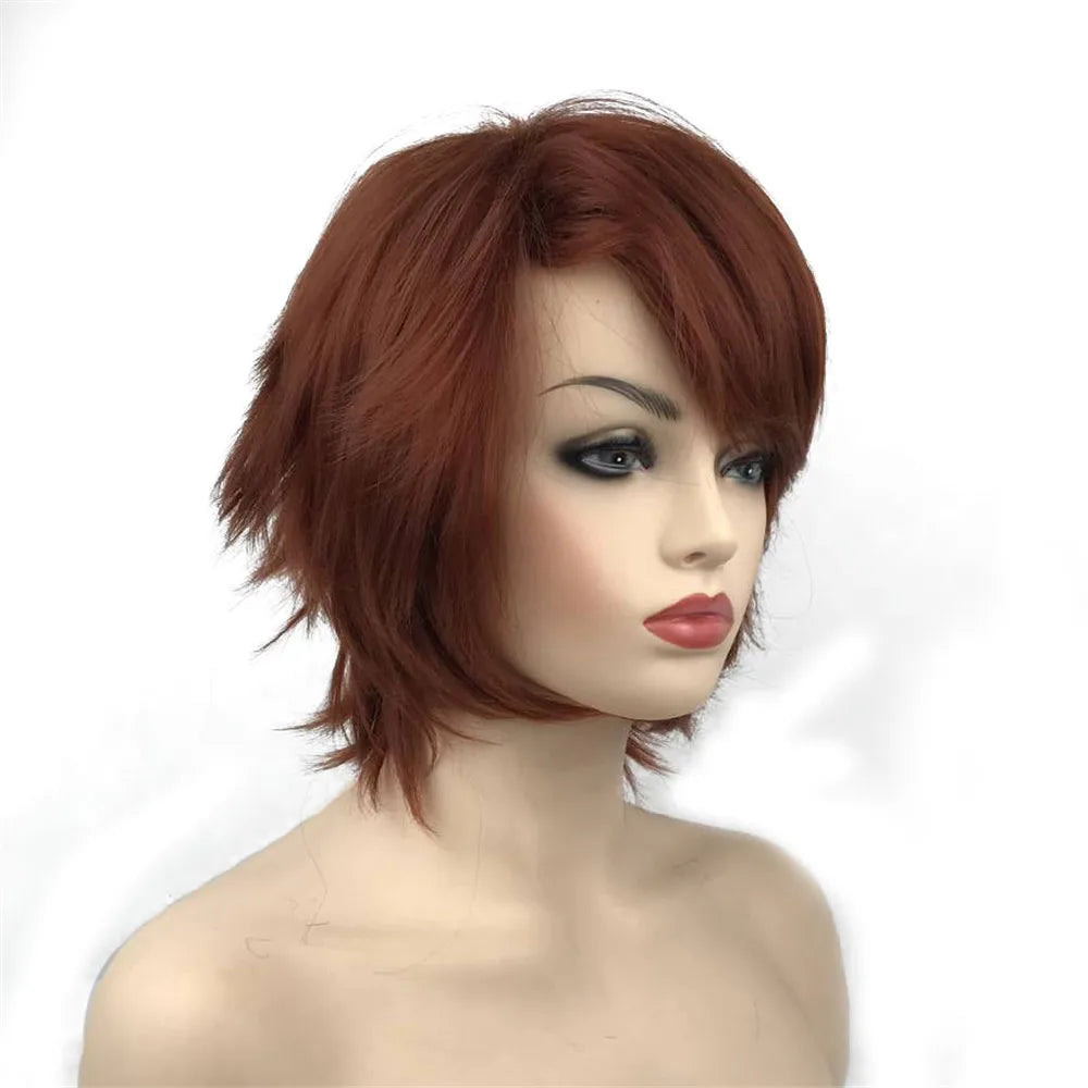 Straight Blue And Red Synthetic Cosplay Wig For Women