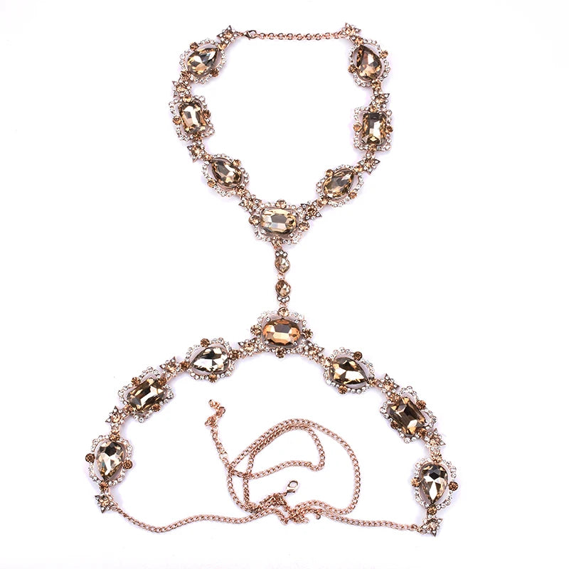 Long Crystal Rhinestone Body Chain Necklace for Women