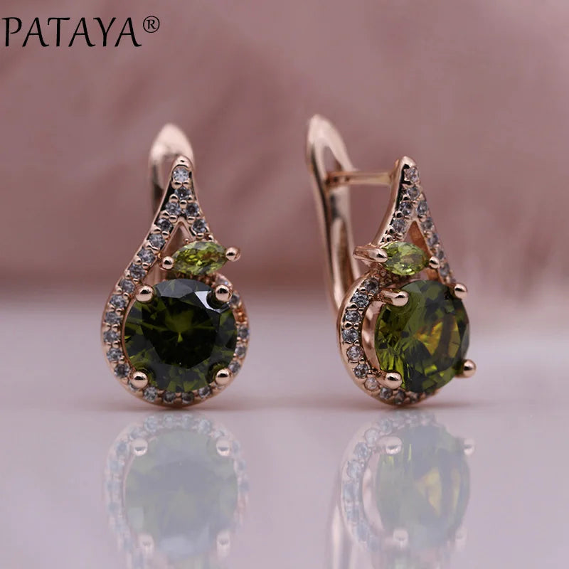 Green Horse Eye Zirconia Drop Earrings