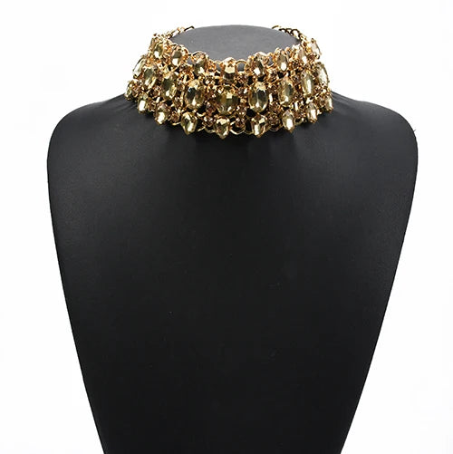 Colorful Crystal Rhinestone Statement Collar Necklace for Women