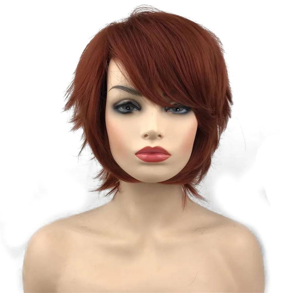 Straight Blue And Red Synthetic Cosplay Wig For Women
