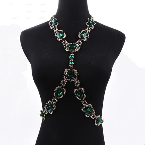 Long Crystal Rhinestone Body Chain Necklace for Women