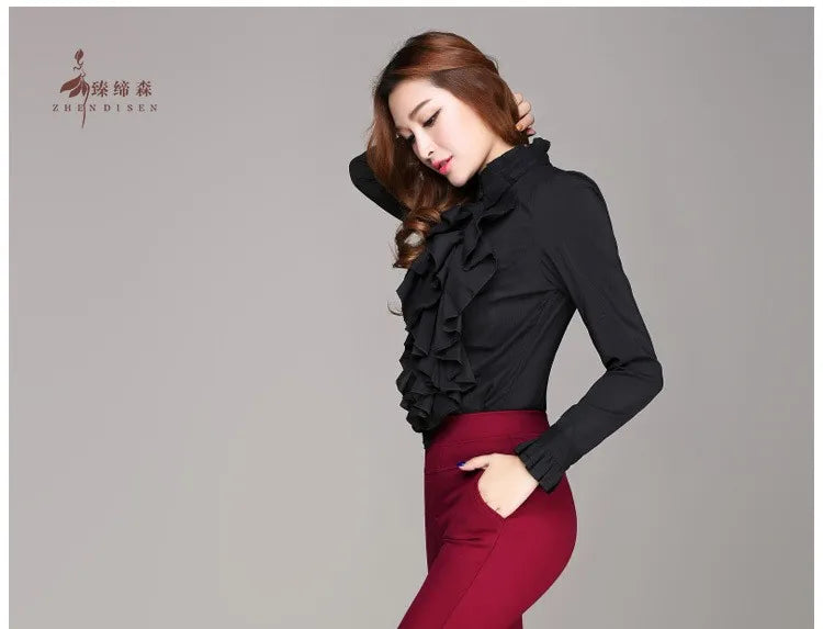 Vintage Office skinny Women Pants Trousers Zipper High Waist Pocket Flare pants formal OL Office Career Capris Work Wear Black