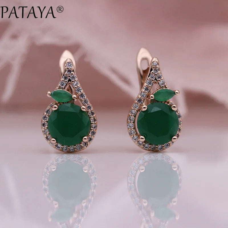 Green Horse Eye Zirconia Drop Earrings