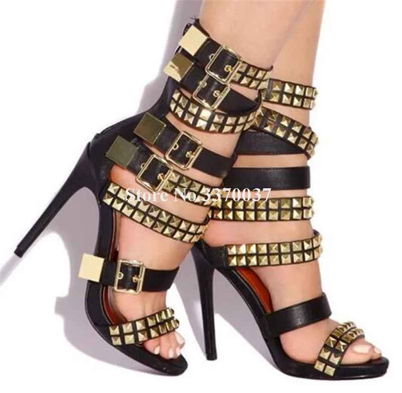 Open Toe Thin Heel Gladiator Sandals