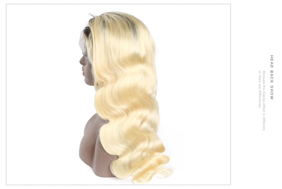Ombre Dark Root Brazilian Lace Front Body Wave Wig For Women