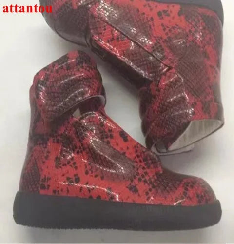 Textured Snakeskin Slip On Sneakers