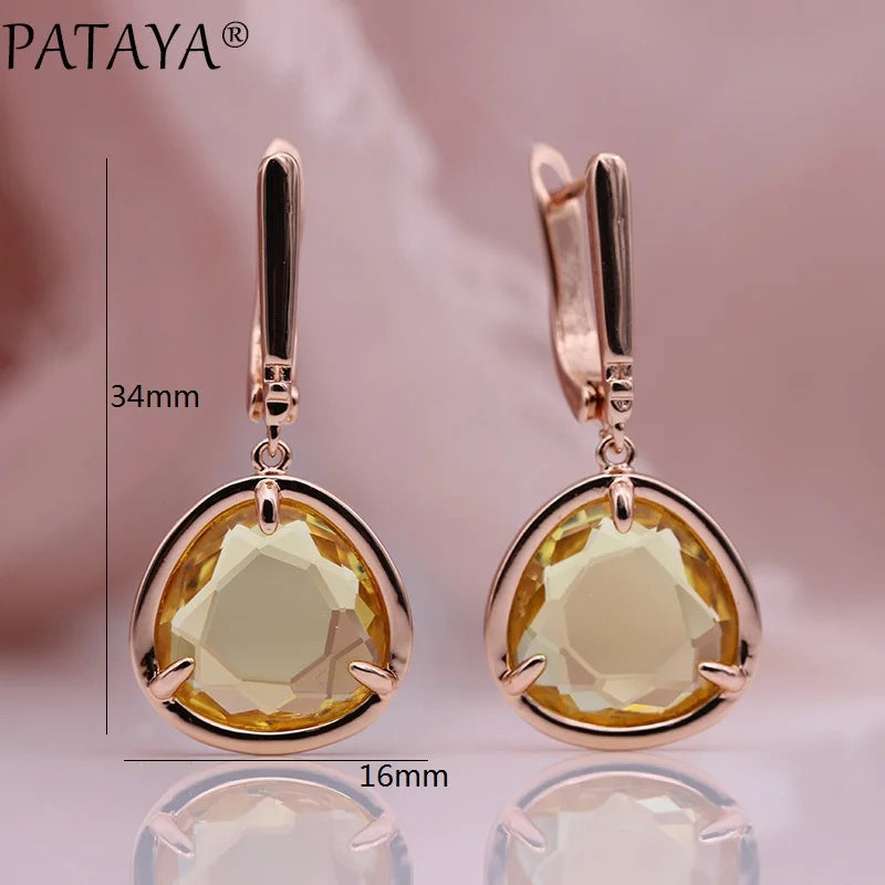 Green Triangle Zirconia Drop Earrings