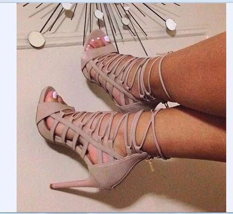 Strappy Lace Up Open Toe Gladiator Sandals For Women
