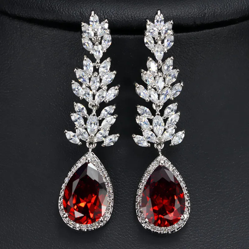 Long Black Crystal Drop Earrings