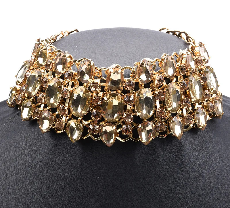 Colorful Crystal Rhinestone Statement Collar Necklace for Women