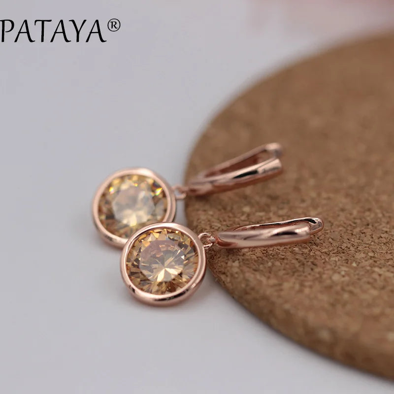 Rose Gold Cubic Zirconia Drop Earrings